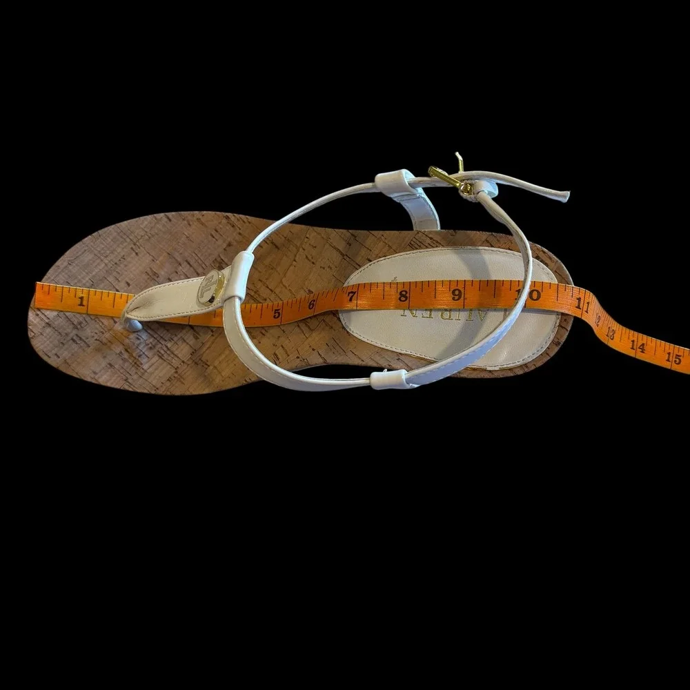 Lauren Ralph Lauren White Cork Wedge T-Strap Sandals Est Women's Size 9-see desc